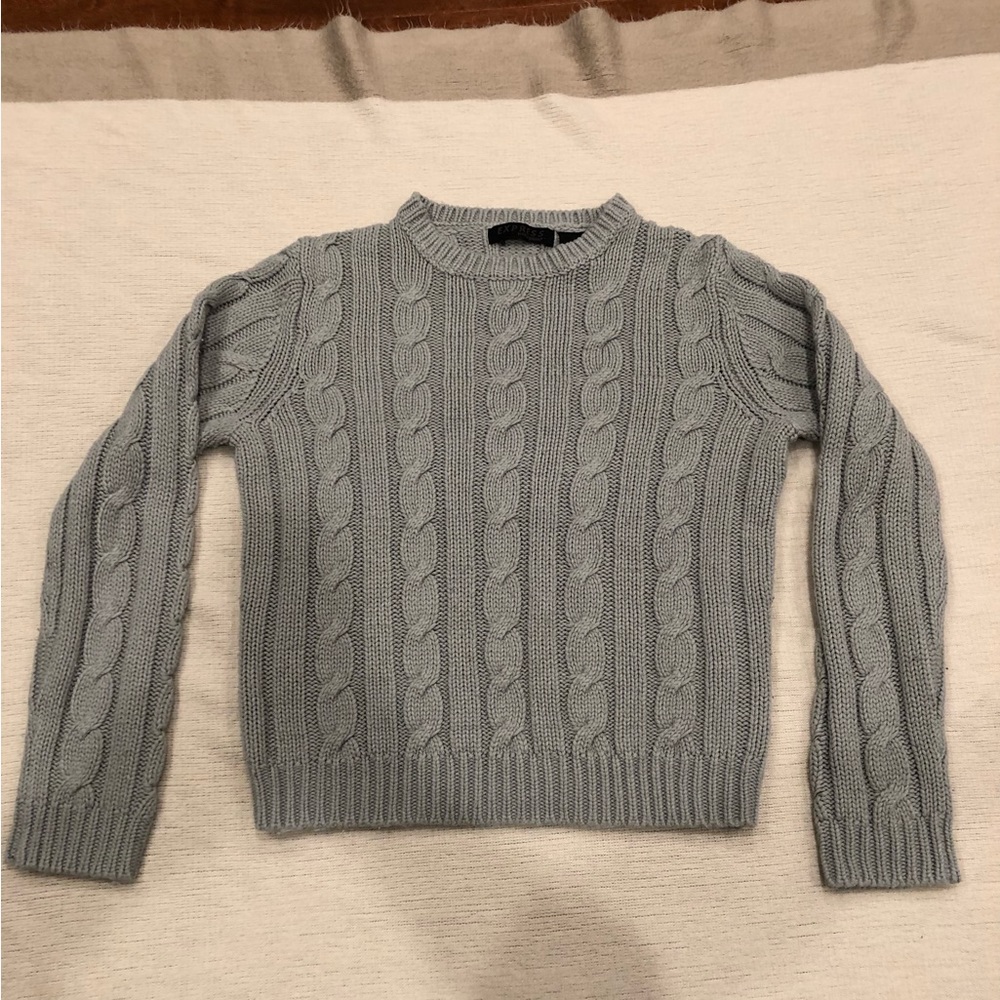 Express Cable Knit Sweater, Grey, Size L